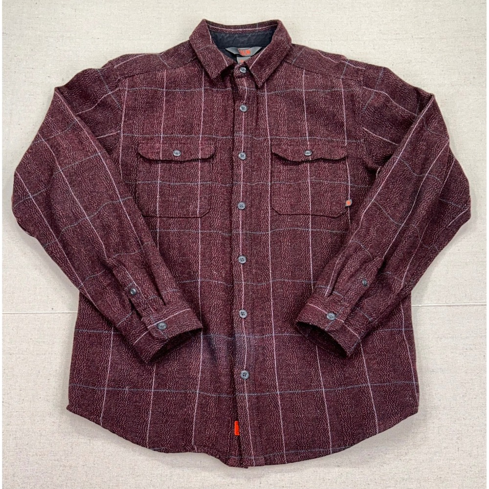 Mountain Hardwear Mens Medium Burgundy Windowpane Plaid Flannel Button Shirt
